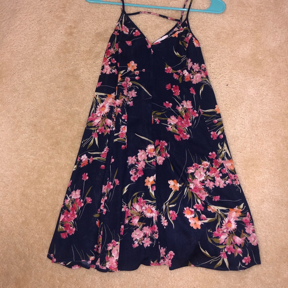 Navy Blue Floral Dress